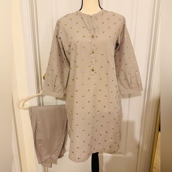 LIMELIGHT PAKISTANI DESIGNER GREY SEQUIN SHALWAR KAMEEZ 2 PIECE READY MADE - Picture 5 of 14